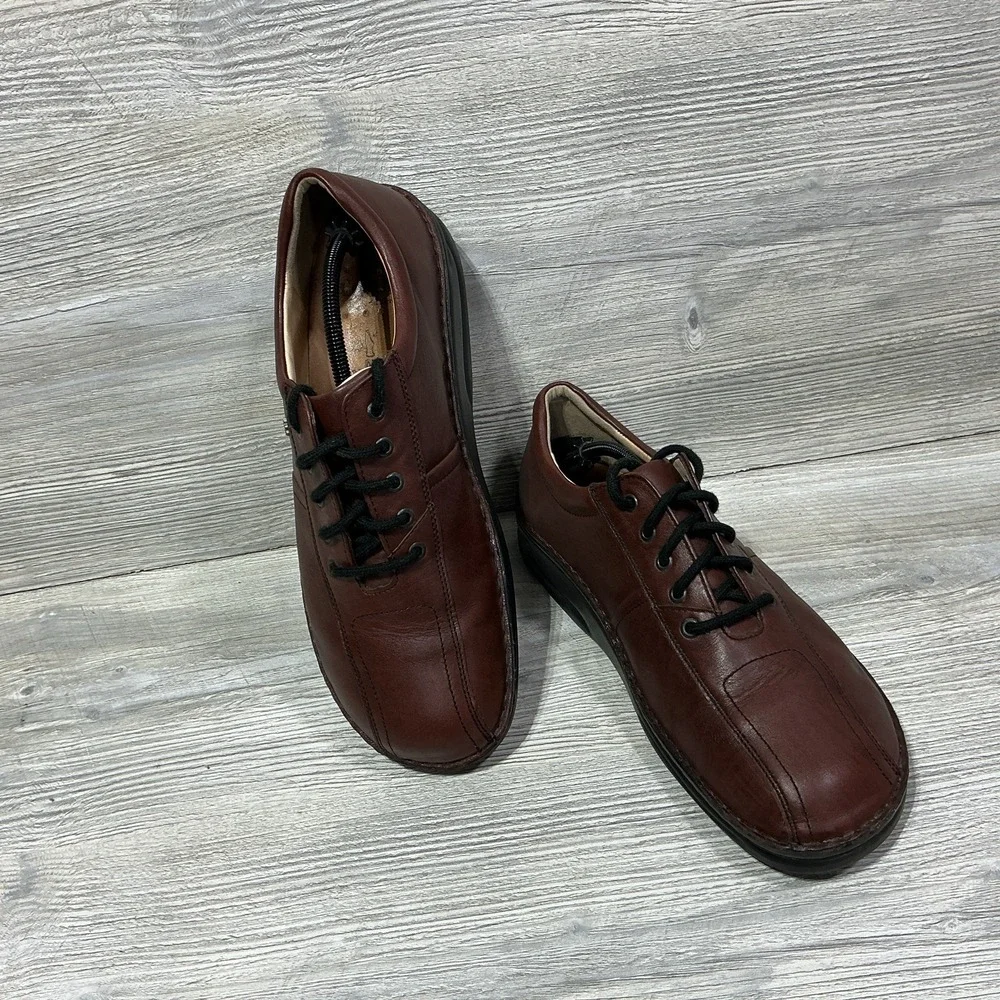 Finn Comfort German Leather Comfort Shoes Sneakers Brown Mens Size 11.5 W Wide